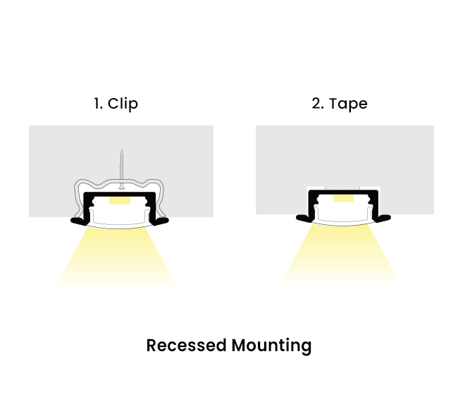 Recessed Linear lights T3 mounting